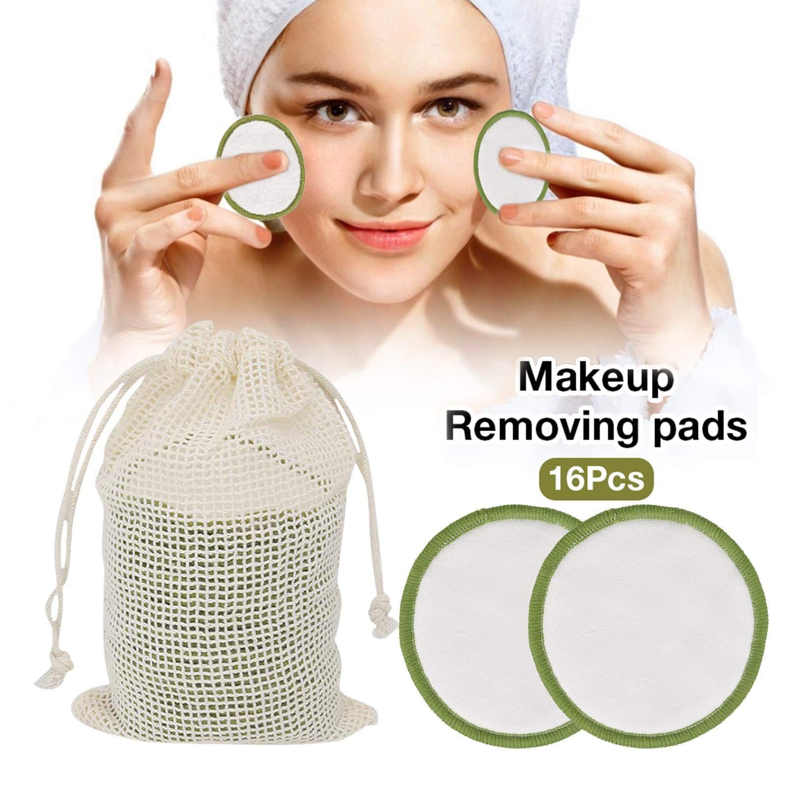 Longlasting Longlasting 16PCS Reusable Cotton Pads Makeup Remover Pads Bamboo Storage Box Cotton Facial Rounds Facial Pads with Storage Bag Eco Friendly Skin Care Gifts