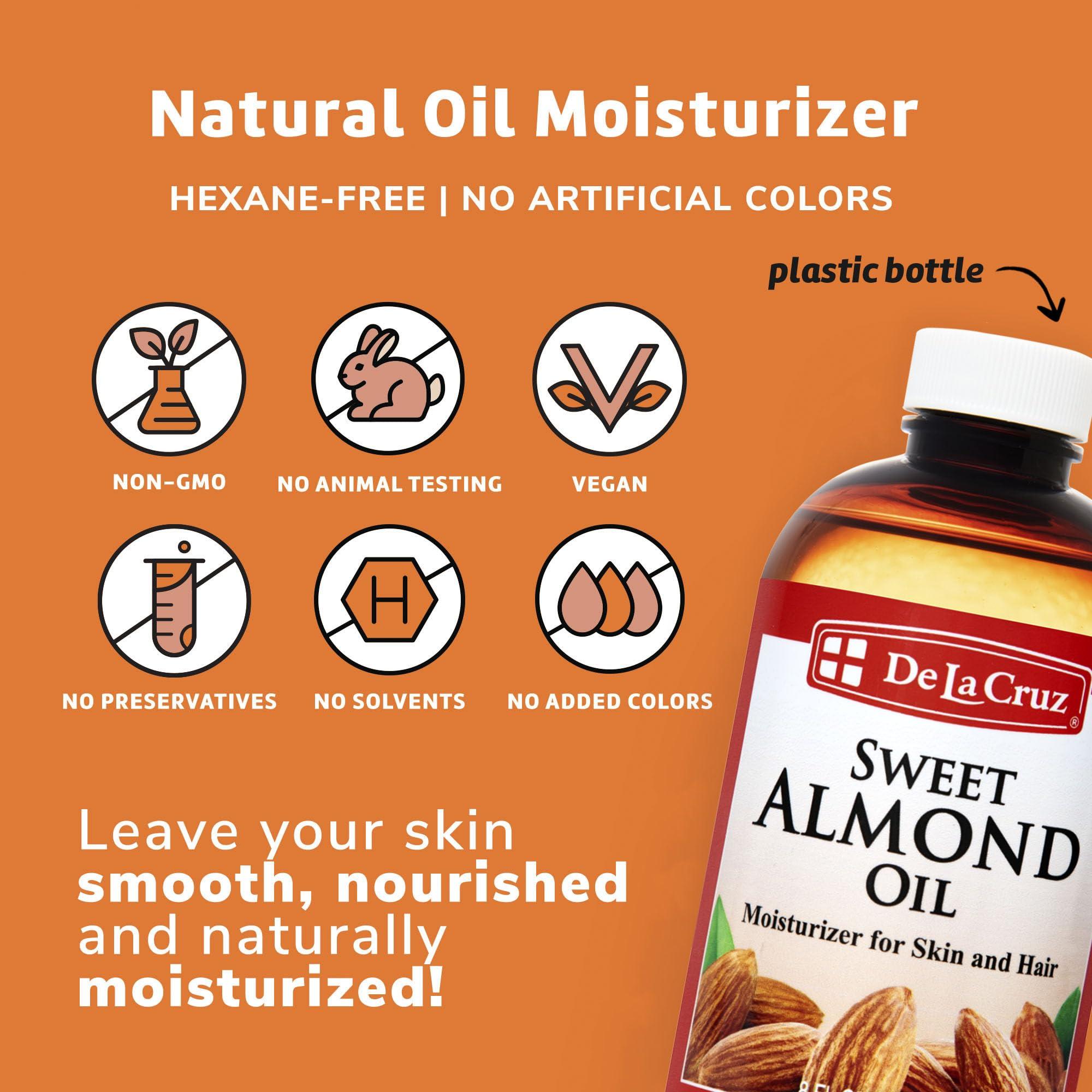 De La Cruz De La Cruz Sweet Almond Oil - Expeller Pressed Almond Oil for Skin and Hair 8 FL. OZ. (236 mL)