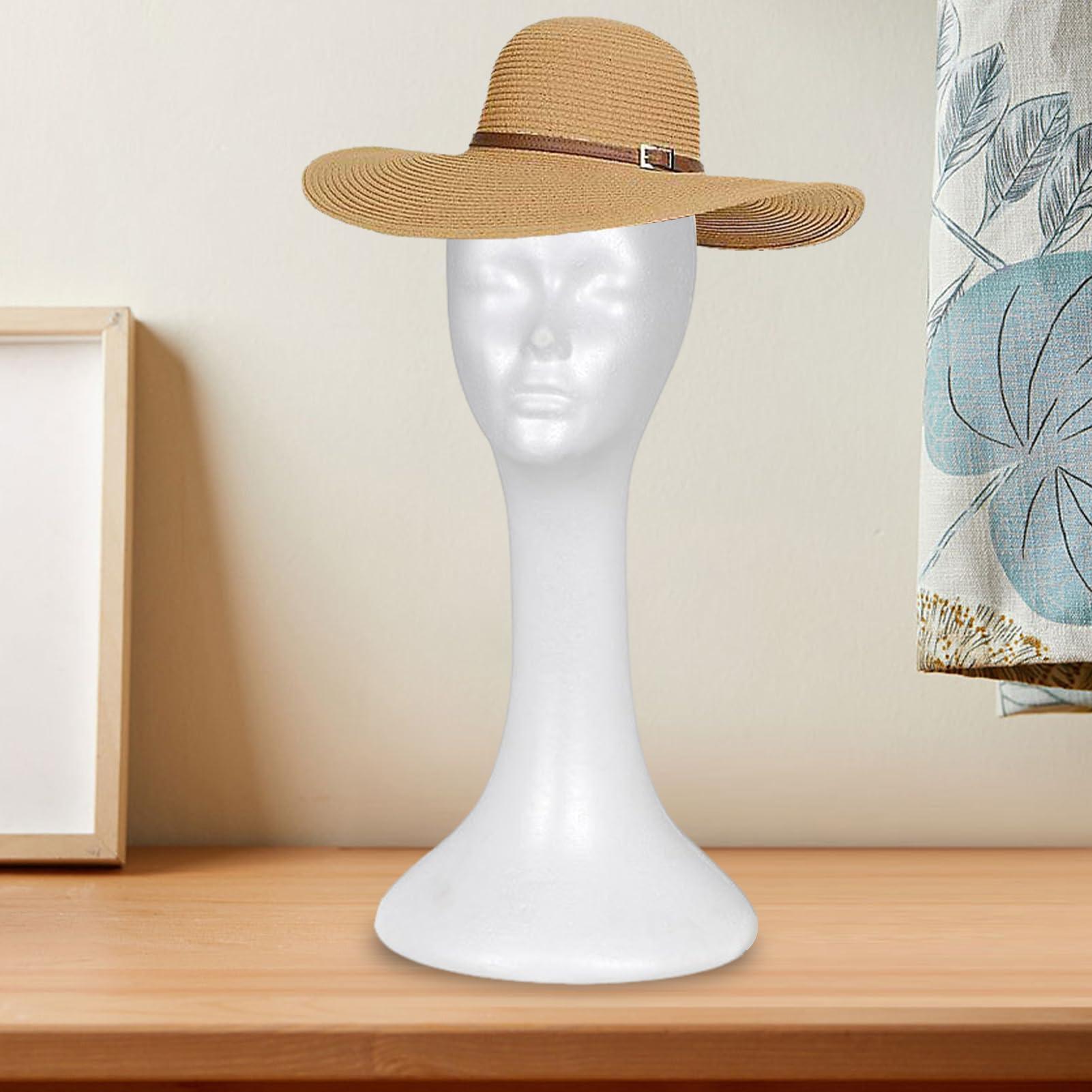 Grebest Foam Mannequin Head, Foam Wig Head for Mannequin, Female Mannequin Head for Wig Styling and Display, Portable Foam Manikin Head for Wigs Hats Hairpieces Jewelry Makeup, for Home Salon Travel (White)