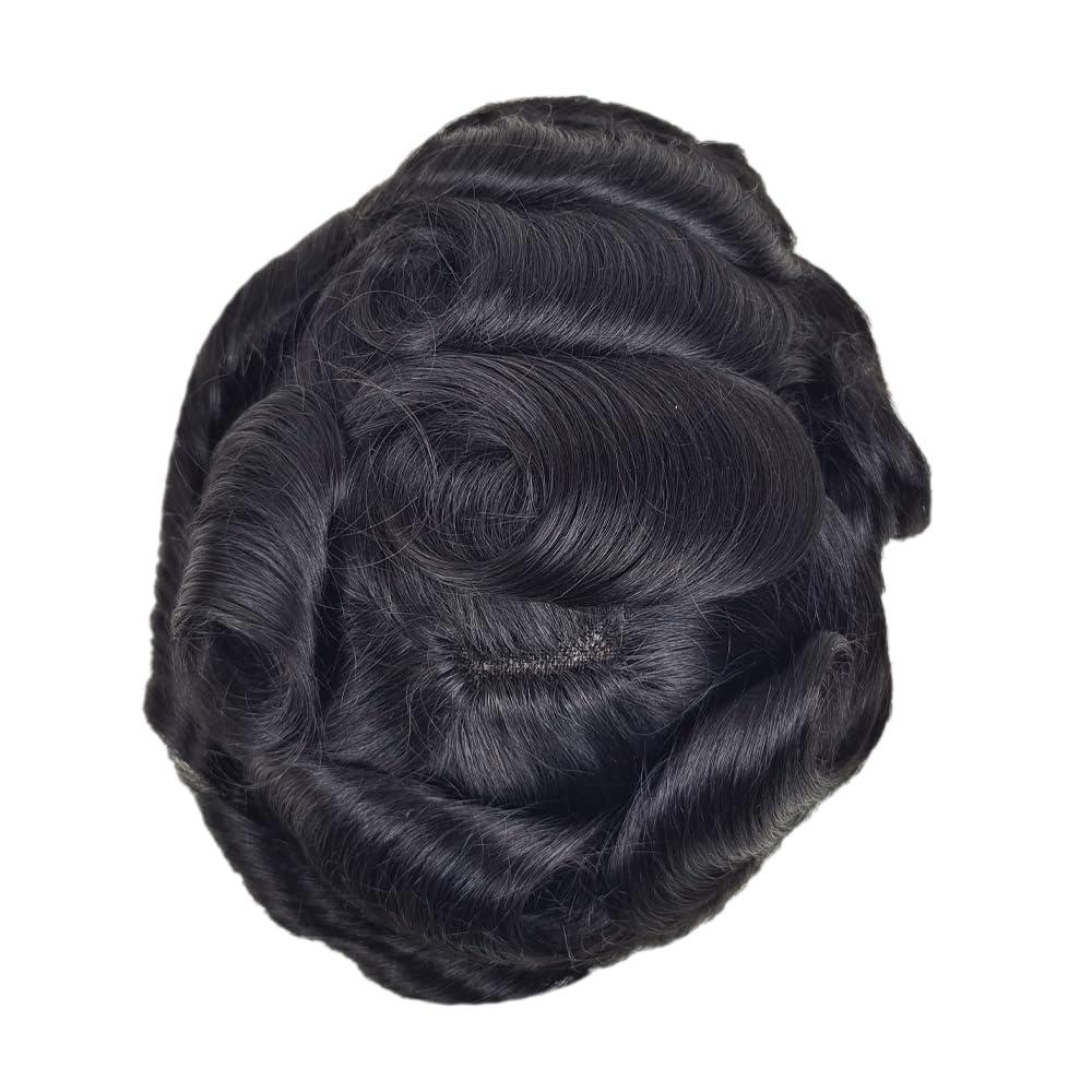 Generic Toupee For Men Hair System French Lace Front Men Toupee Human Hairpiece Finemono Hair Replacement (#520 5# MEDIUM LIGHT BROWN WITH 20% SYNTHETIC GREY, 8x10\'\'-120% Medium Light to Medium Density)