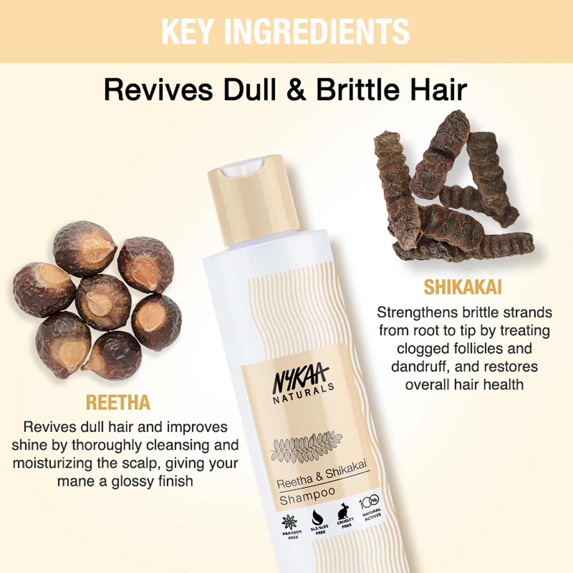 Nykaa Naturals Nykaa Naturals Shampoo, Reetha and Shikakai, 6.76 oz - Hair Growth Shampoo - Revives Dull Hair and Strengthens Roots - Safe for Colored Hair