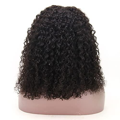 zigzag hair zigzag hair Short Bob Curly Lace Front Wig Human Hair for Black Women 180% Density Loose Deep Curly HD Transparent 13x4 Lace Wig Middle Part Pre Plucked with Baby Hair (16 Inch, Curly)