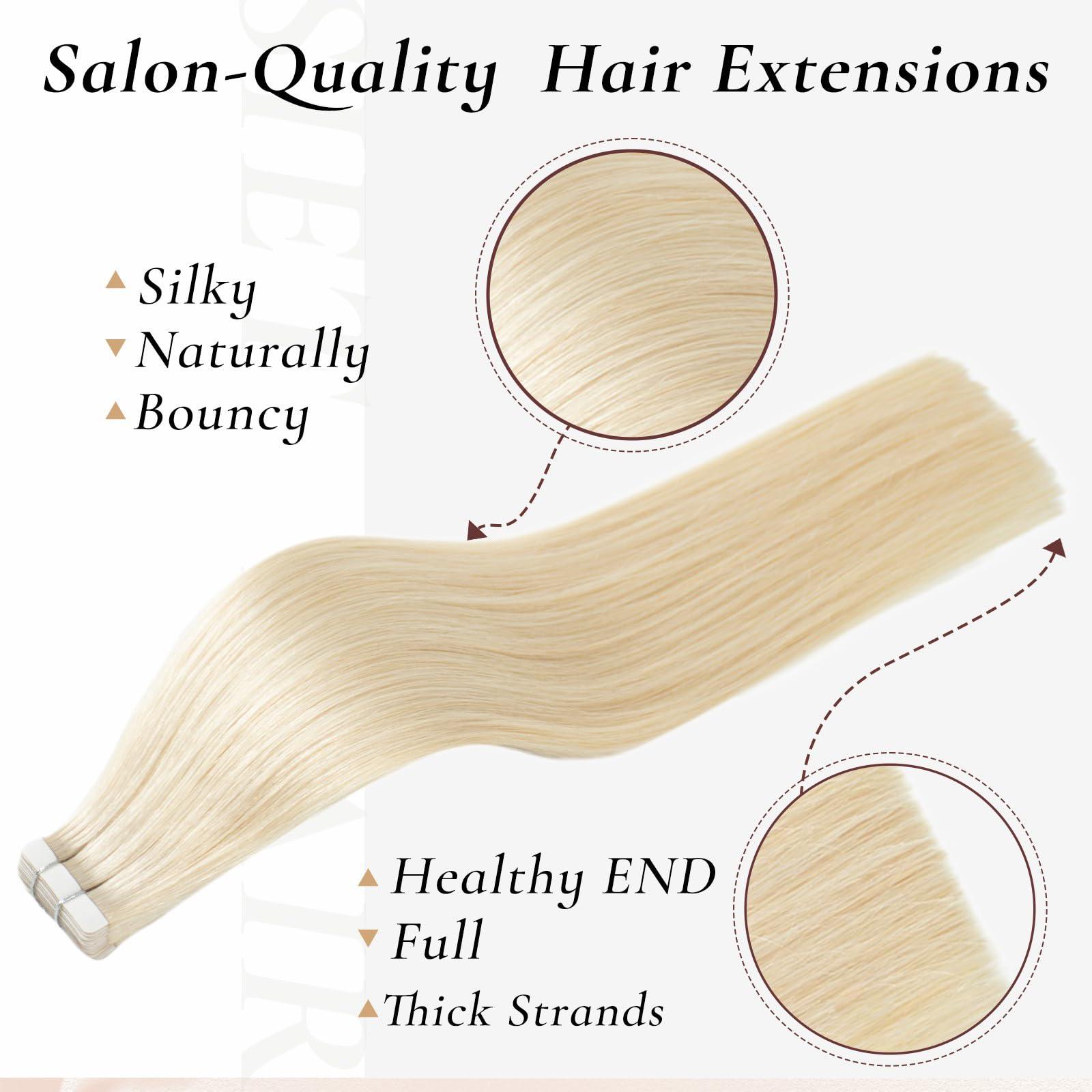 Hyssiet Hyssiet Tape in Hair Extensions Human Hair, 20pcs 50g 14 Inch Platinum Blonde human hair Tape in Extensions,Invisible Straight Tape in Hair Extensions for Womwn,Remy Thick Real Human Hair Extensions