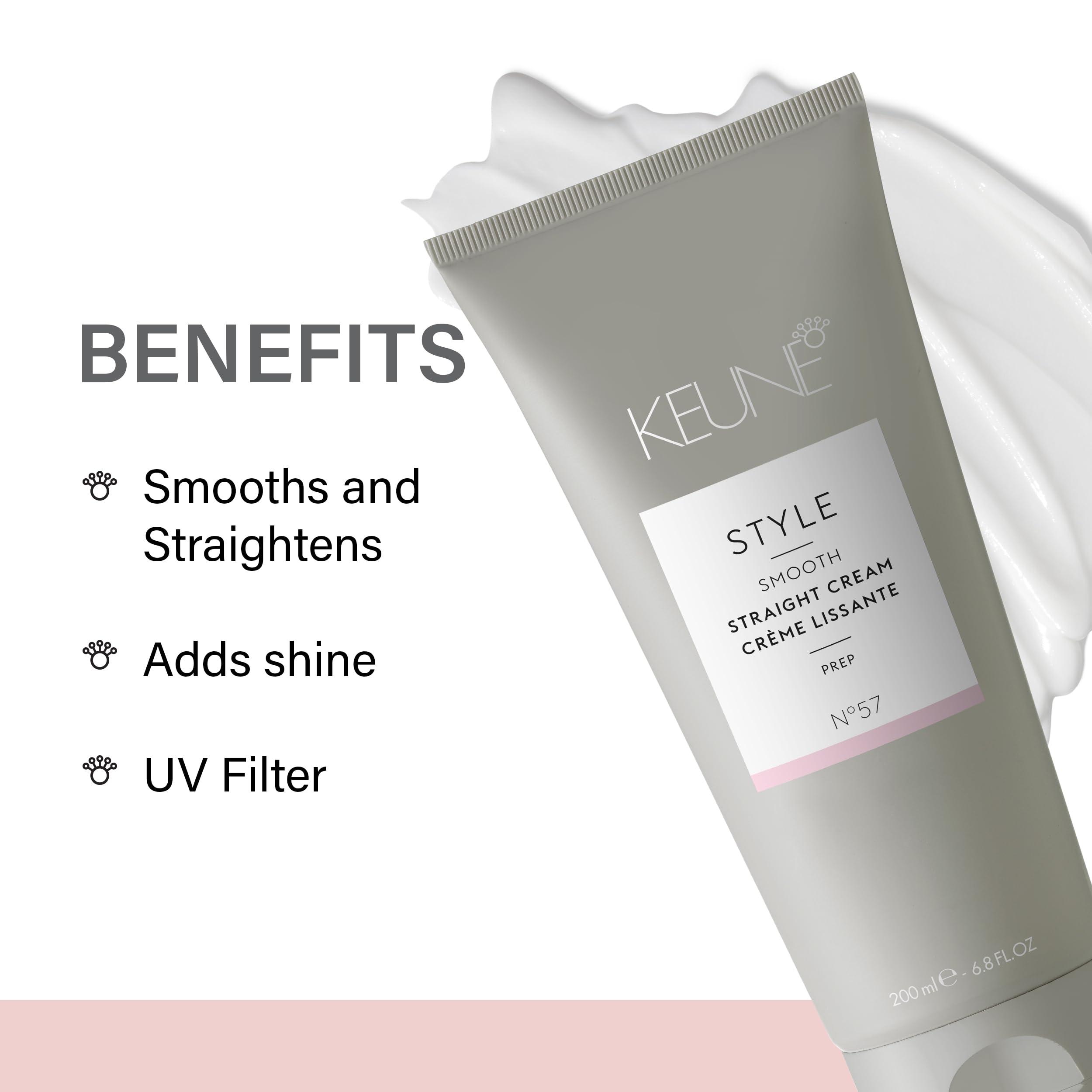 KEUNE Keune Style Straight Cream, Heat-Activated & Anti-Frizz Cream for Smooth Hair, 6.8 Fl Oz