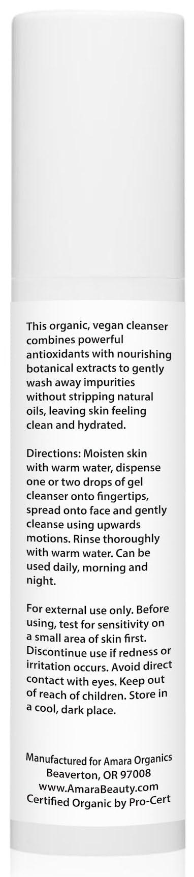 Amara Organics Organic Vitamin C Facial Cleanser with Resveratrol - USDA Certified Organic Face Wash - 1.7 fl oz