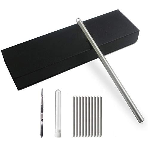 Beikalone Beikalone Hair Tattoo Razor Pen, Stainless Steel Hairstyle Design Trimmer, with Tweezers and 10 Pieces Blades, for Eyebrow Mustache Hair Styling Art