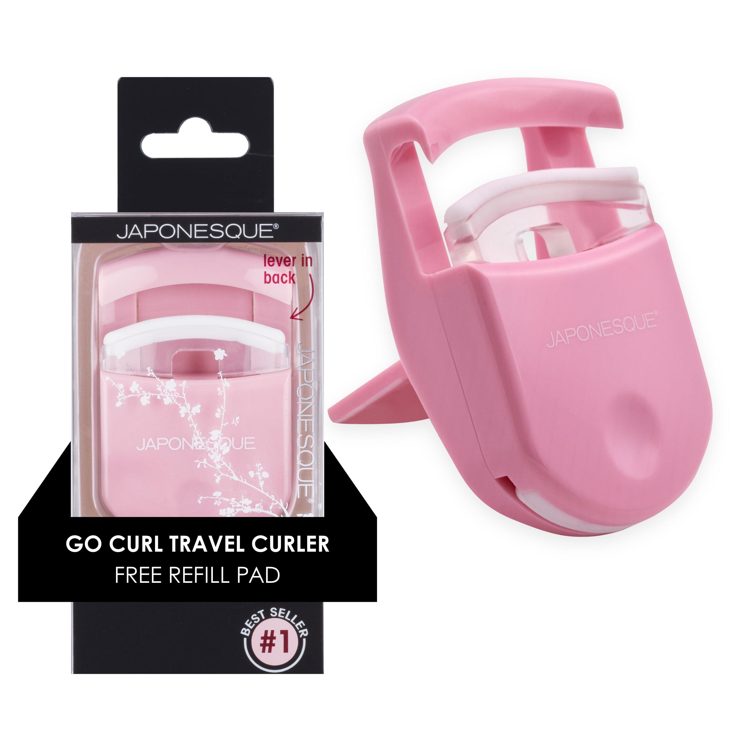 JAPONESQUE JAPONESQUE Travel Eyelash Curler, Pink - Plastic Eyelash Curlers for Travel Makeup, Go Curl Lash Curler with Bonus Replacement Lash Pad - 1 Pack