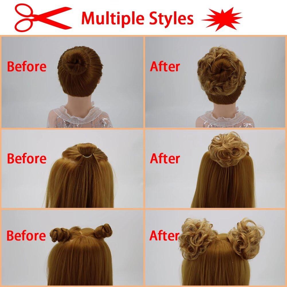 iLUU iLUU 2pcs/pack Orange Red Hair Bun Extensions Wavy Curly Messy Synthetic Chignon Hairpiece Easy Bun Hair Pieces for Women Hair Updos for Women Girl - #119B Orange Red Copper Red