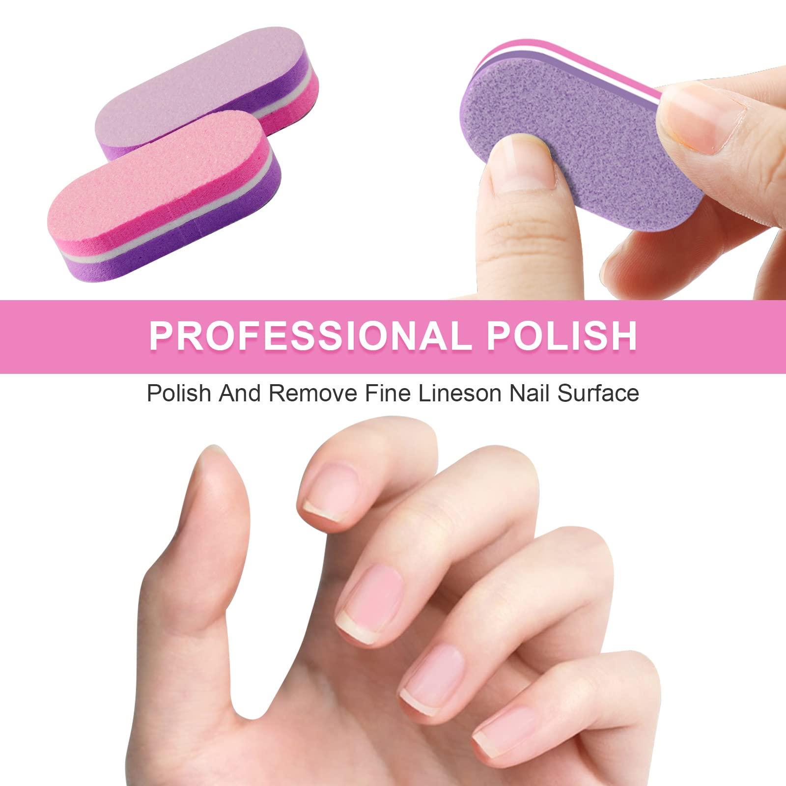 Diesisa Diesisa Mini Nail Buffers, 40pc 100/180 Grit Sponge Mini Nail Files Bulk for Acrylic Nails, Buffer Block Nail File,Mini Bulk Nail buffers Double Sided for Manicure Tools - Pink/Purple