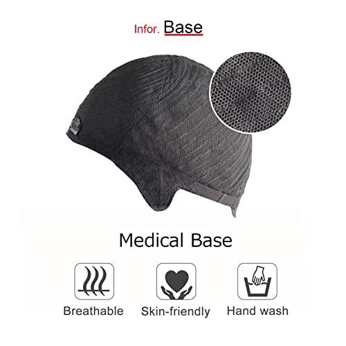 igennki igennki Short Casual Bob Wig with Bangs for Asian Young Women (Human Hair Blend+Medical Base, 3 Dark Brown)