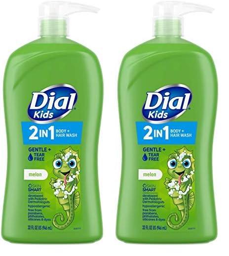Dial Dial Kids 2-in-1 Body+Hair Wash, Melon, 32 fl oz (Pack of 2)