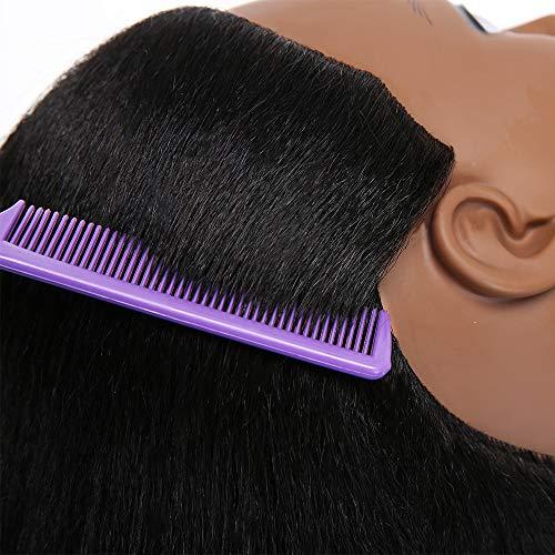 SOPHIRE SOPHIRE 16" 100% Real Hair Mannequin Head with stand, Hairdresser Cosmetology Mannequin Manikin Training Practice Doll Head for Braiding Hairstyling - Black