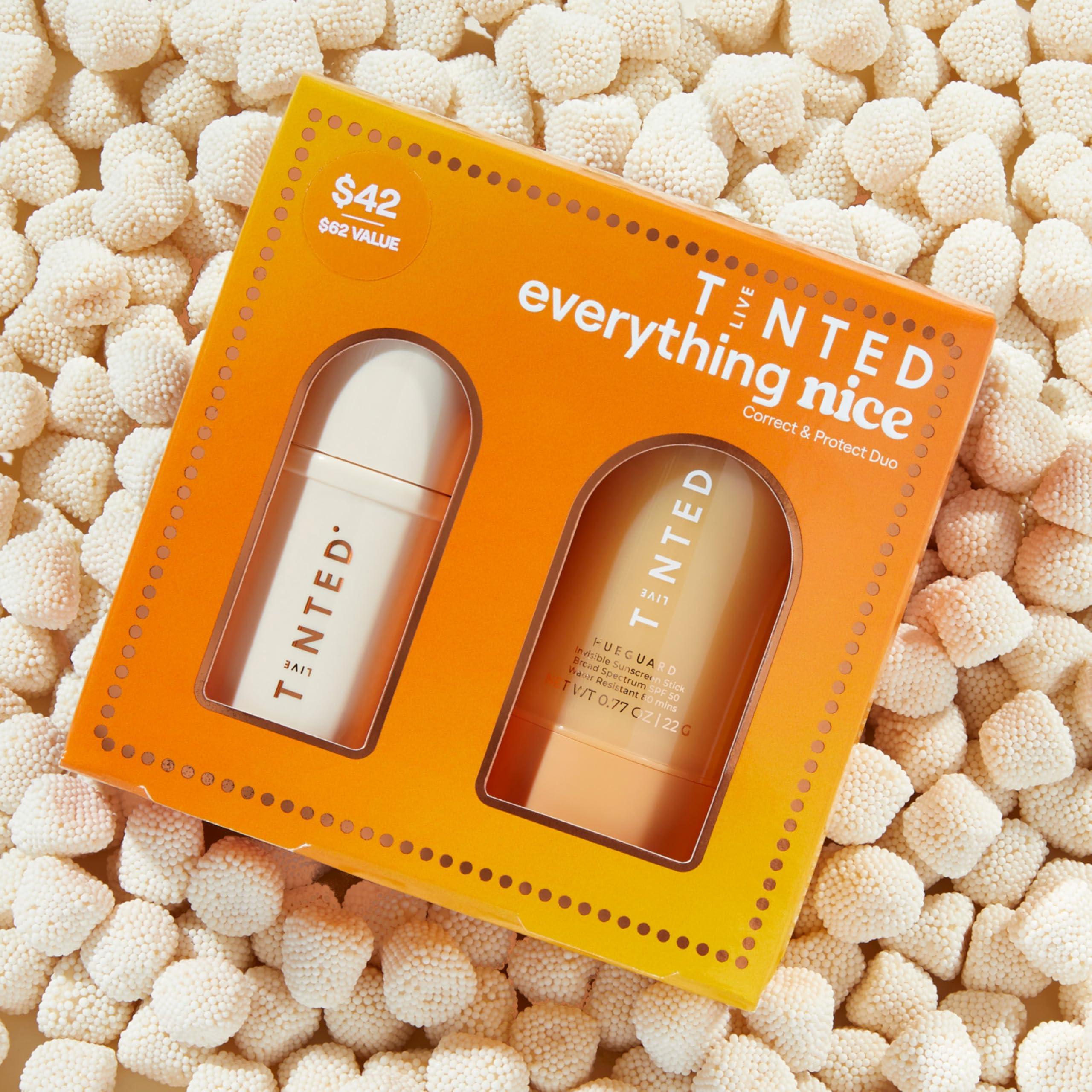 Live Tinted Live Tinted Everything Nice Correct & Protect Duo - Hueguard Invisible Sunscreen Stick SPF 50 & Superhue Hyperpigmentation Facial Serum Stick - Broad Spectrum, Waterproof & Brightening