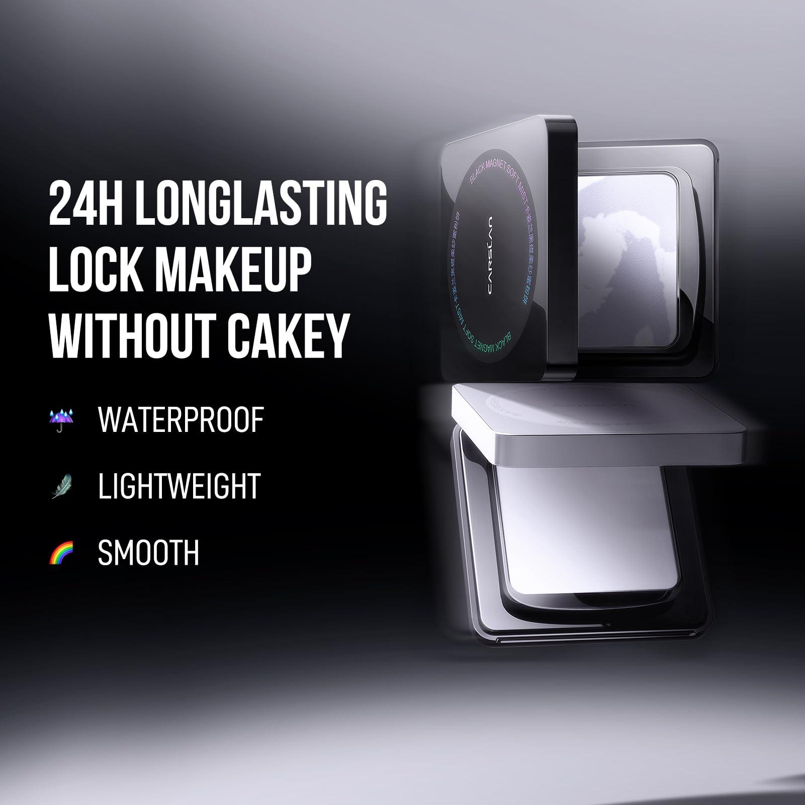 CARSLAN CARSLAN Oil Control Face Pressed Powder Compact, 24H Longlasting Waterproof Pressed Setting Powder Foundation Makeup, Shine Free, Poreless, Smooth, 02 for oily skin (0.28Oz)