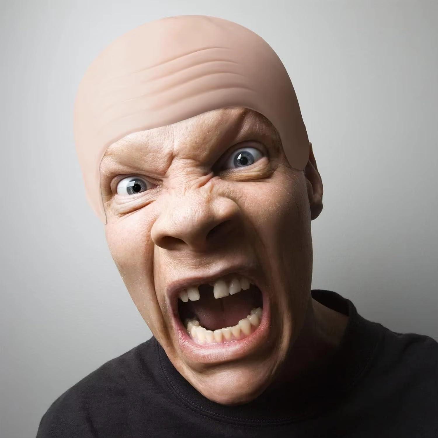 Dzrige Dzrige Halloween Bald Cap Bald Head Hat Head Wig Cap Latex Bald Cap Costume Accessory for Adults Halloween Theme Party Cosplay