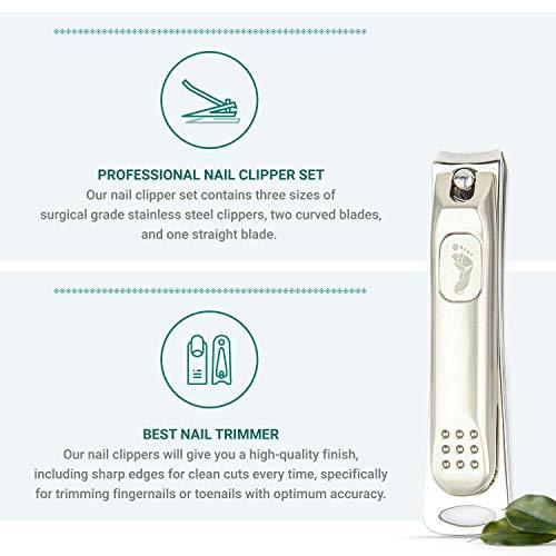 Purely Northwest Purely-Northwest-Nail-Clipper-Set - 3 Piece ,Stainless Fingernail & Toenail Clipper Set for Manicure & Pedicure, Surgical Stainless Steel, Heavy Duty