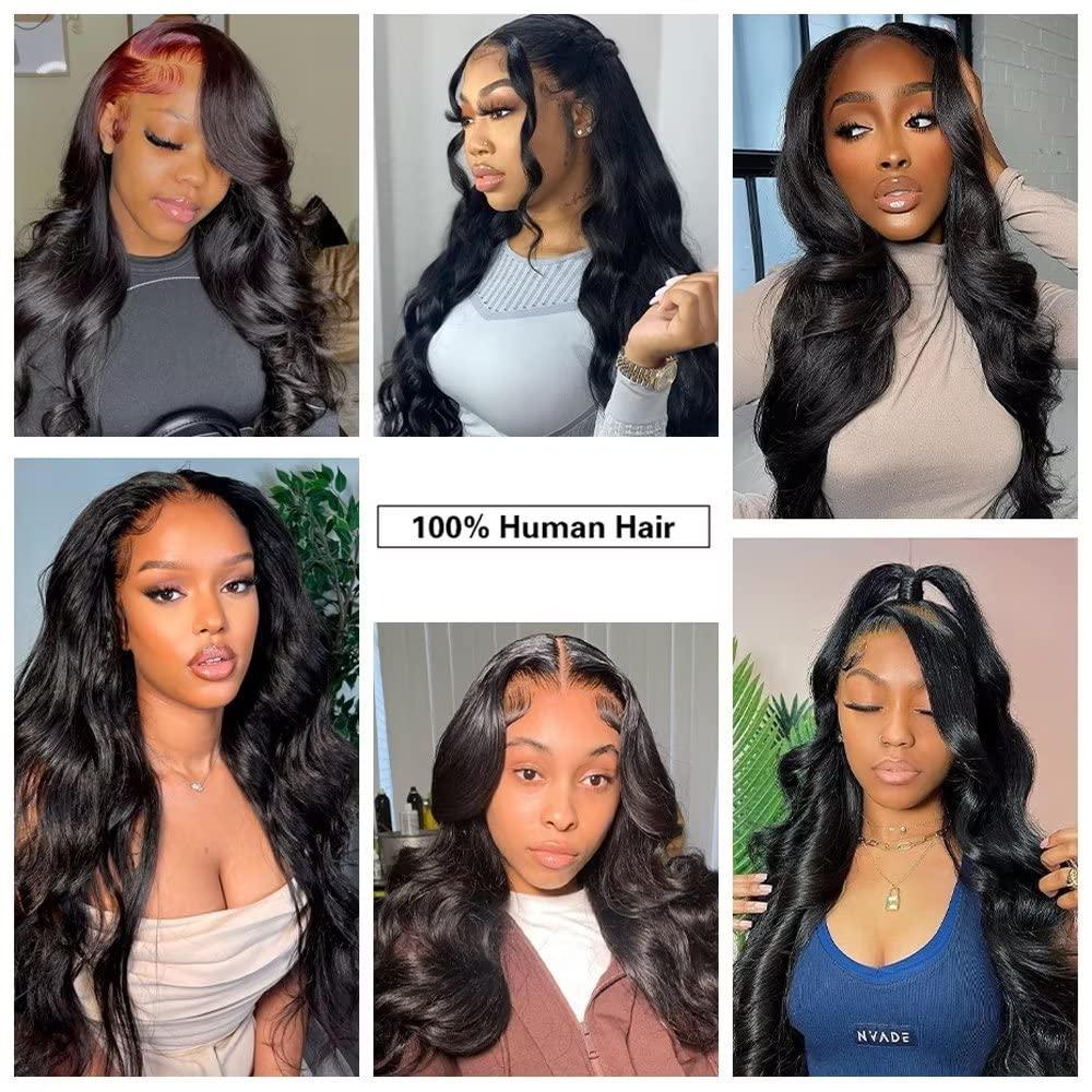 oulaer Body Wave 360 Lace Frontal Wig Ponytail HD Transparent Lace Front Human Hair Wigs for Women Brazilian Virgin Hair Pre Plucked With Baby Hair Wavy Wig 150% Density 16Inch