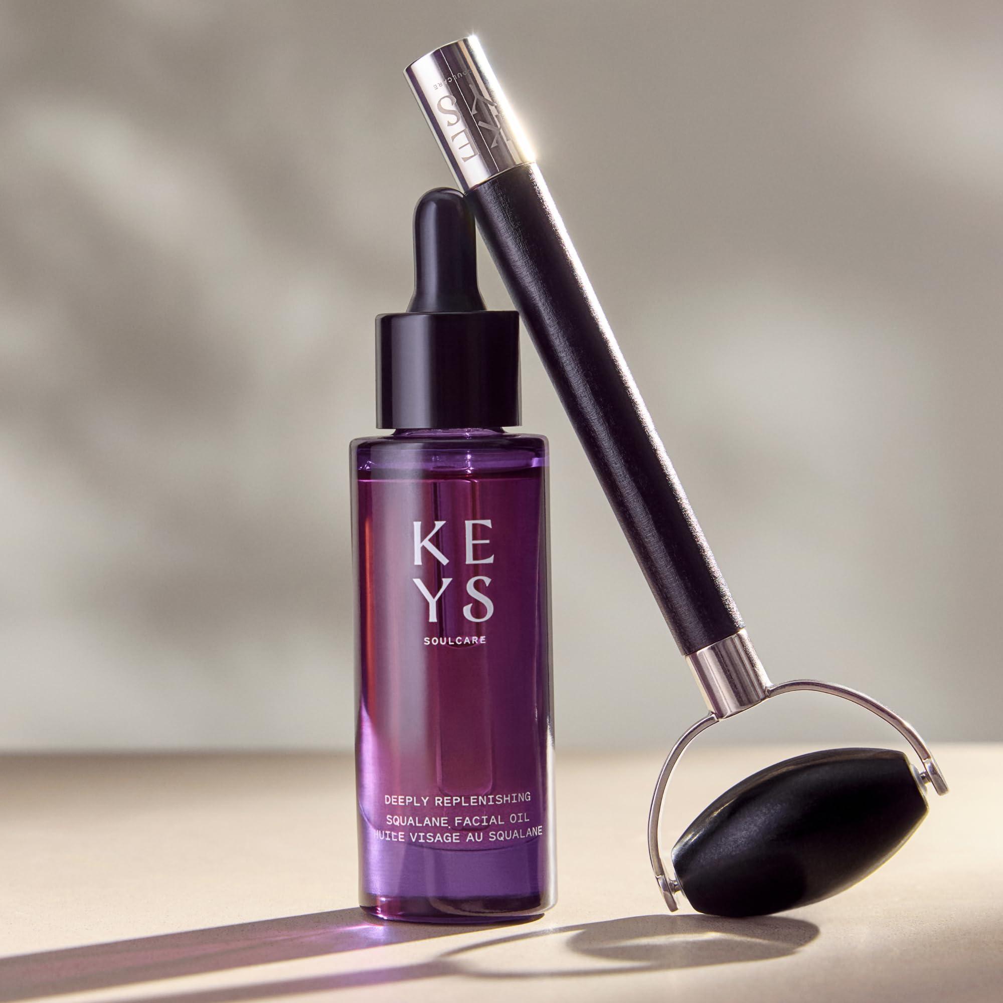 Keys Soulcare Keys Soulcare Facial Massage Bundle, Includes Deeply Replenishing Squalane Oil & Obsidian Roller, Hydrates for Glowing, Energized & Revitalized Skin