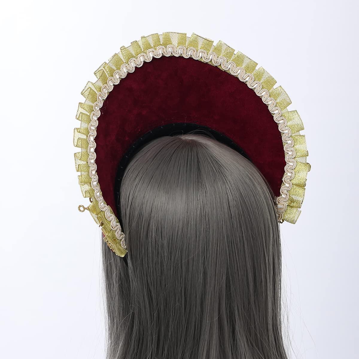 BPURB Anne Boleyn Hat Headwear Tudor Elizabethan Headwear French Royal Coronet Hood Headband Cosplay Accessories