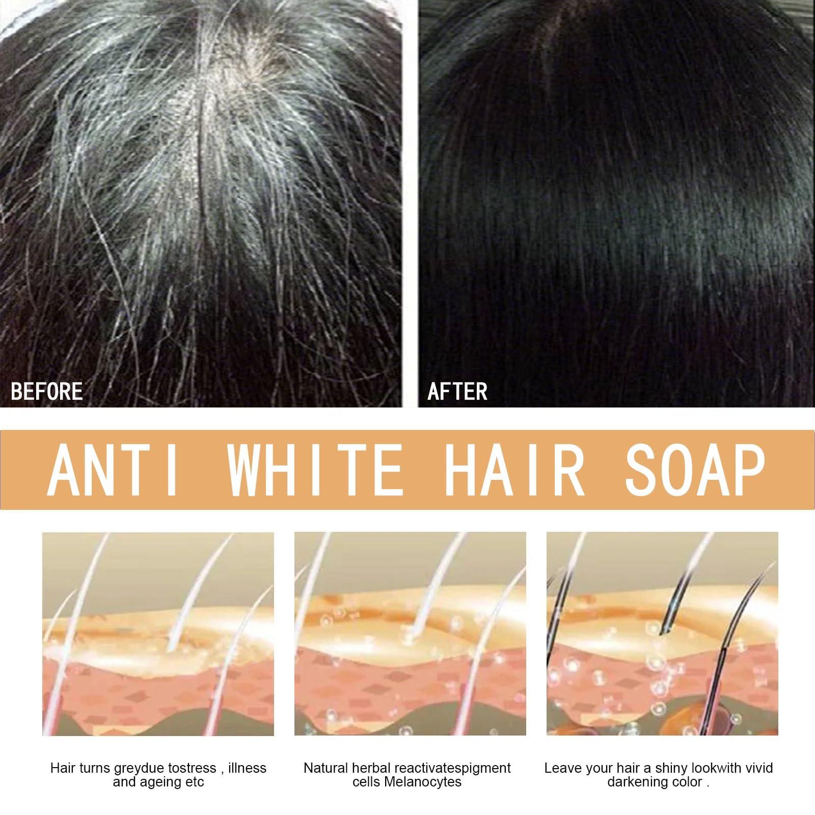 FROBON Gray Hair Reverse Bar(2 pcs)Grey Hair Shampoo Bar for Men and WomenBlack Soap for Grey Hair,Hair Darkening Soap-Deeply Nourishing Ingredients