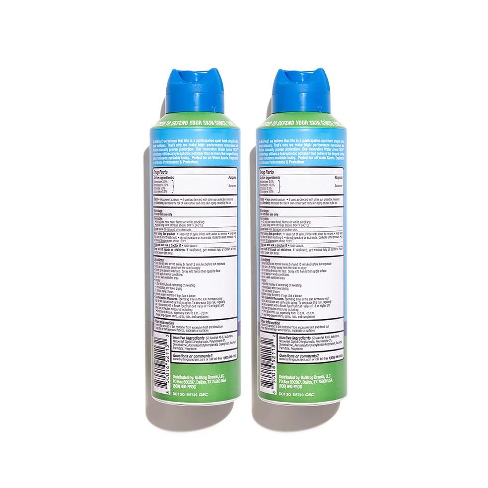 BullFrog Bullfrog Quik Spray Sunscreen SPF 50 | Oxybenzone & Octinoxate Free | Broad Spectrum Moisturizing UVA/UVB, 2 pack