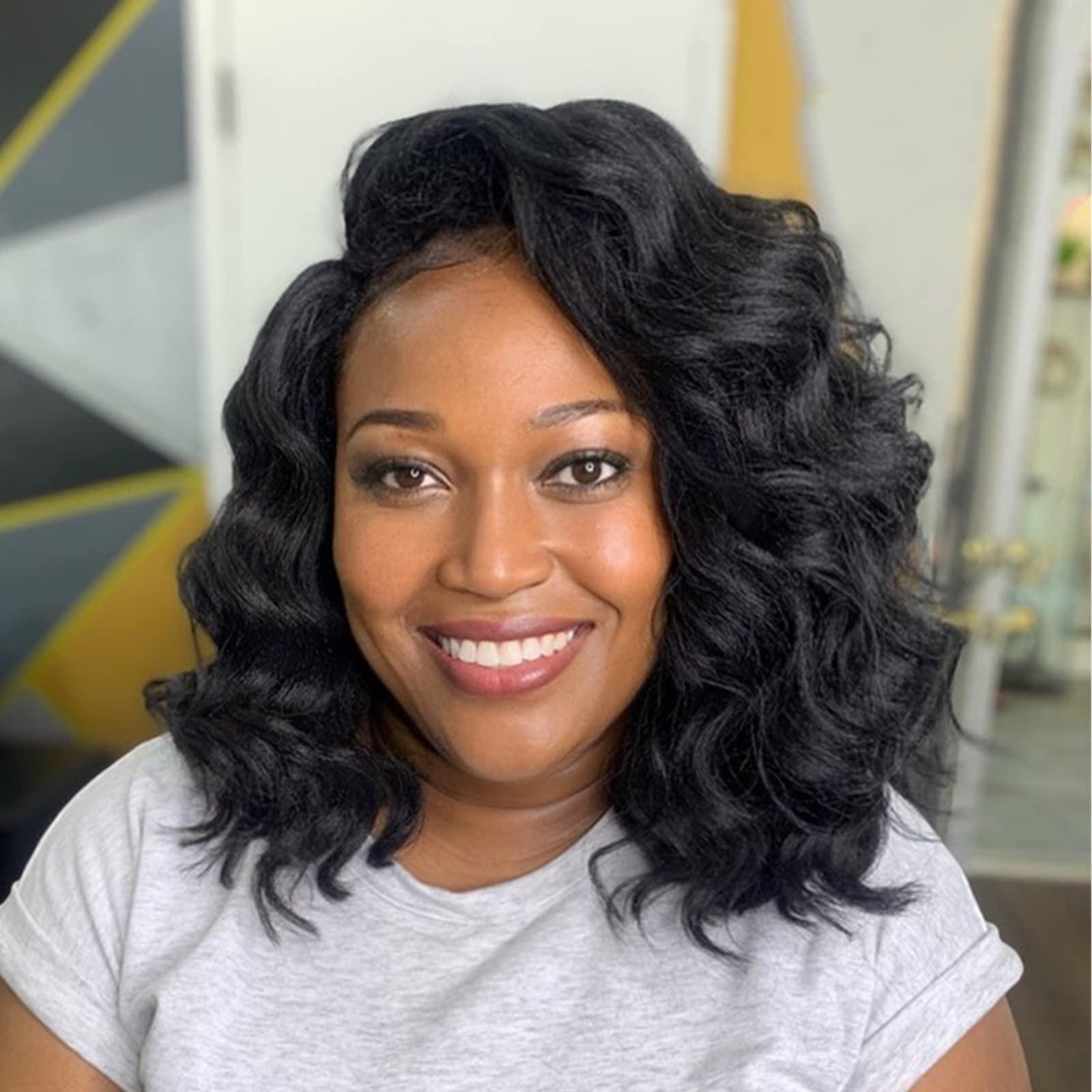 Chicmoi 9 inch Ocean Wave Crochet Hair for Black Women Short Wavy Crochet Braids 126 Roots Pre Looped Deep Wave Crochet Hair 7 Packs Natural Black Ocean Wave Crochet Hair (9 Inch, 1B)