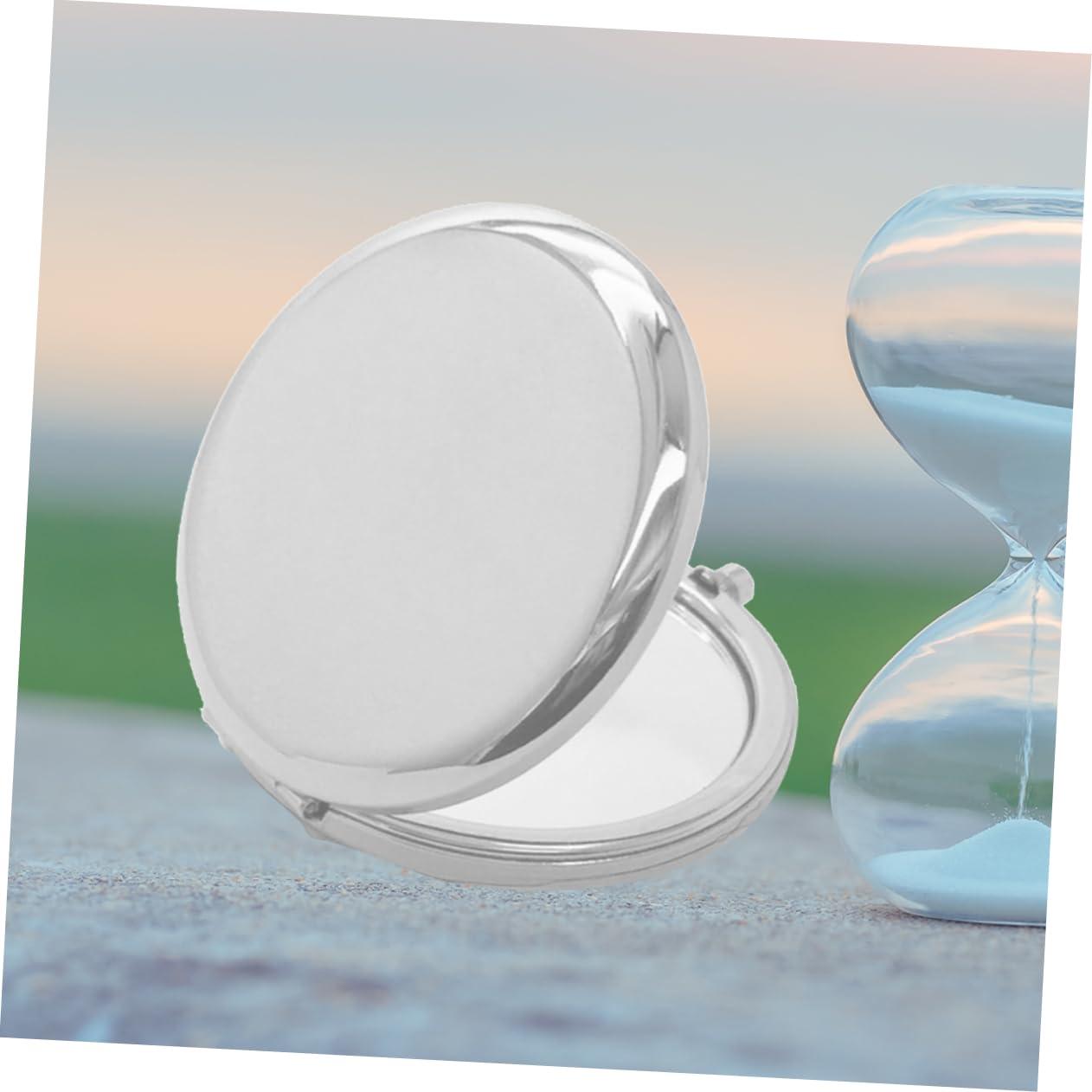 OSOLADY OSOLADY Double Side Mirror Folding Poratble Mirror Makeup Mirror Pocket Mirror Circle Mirrors Mirror for Purse Portable Mirror Double Sided Mirror Silver