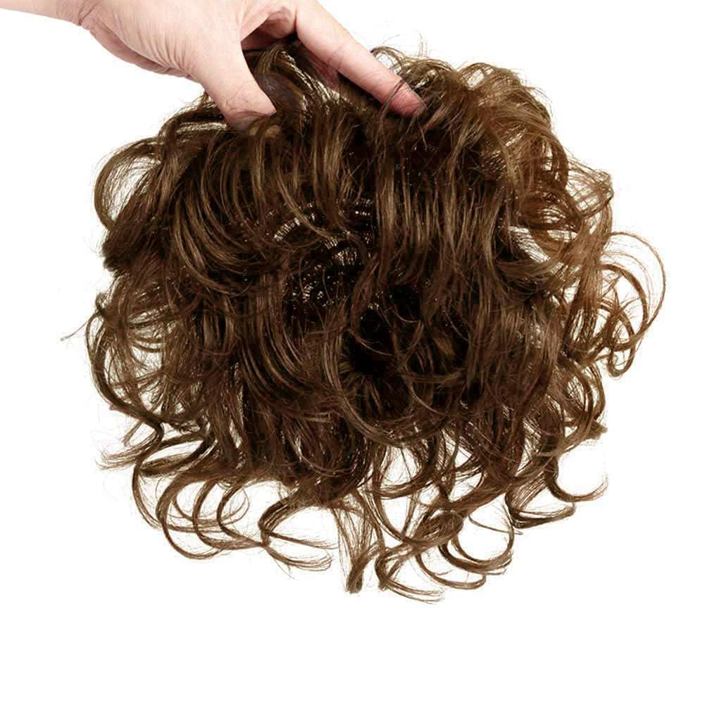 ICRAB ICRAB Women Short Human Hair Topper Closure Curly Hair Wiglet Hairpiece Clip in Top Hairpiece Natural Weaving Hair Replacement Hair Piece for Thinning Hair 13x14cm(Light Brown 6")
