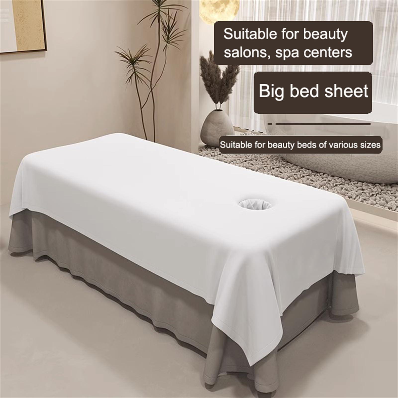 MWNAGO MWNAGO Massage Table Sheets,Massage Table Cover,Massage Linens, Massage Fitted Sheet, Massage Face Rest Cover with Hole, Sutiable for Beauty,Spa 55 * 95 in (Grey with Hole)