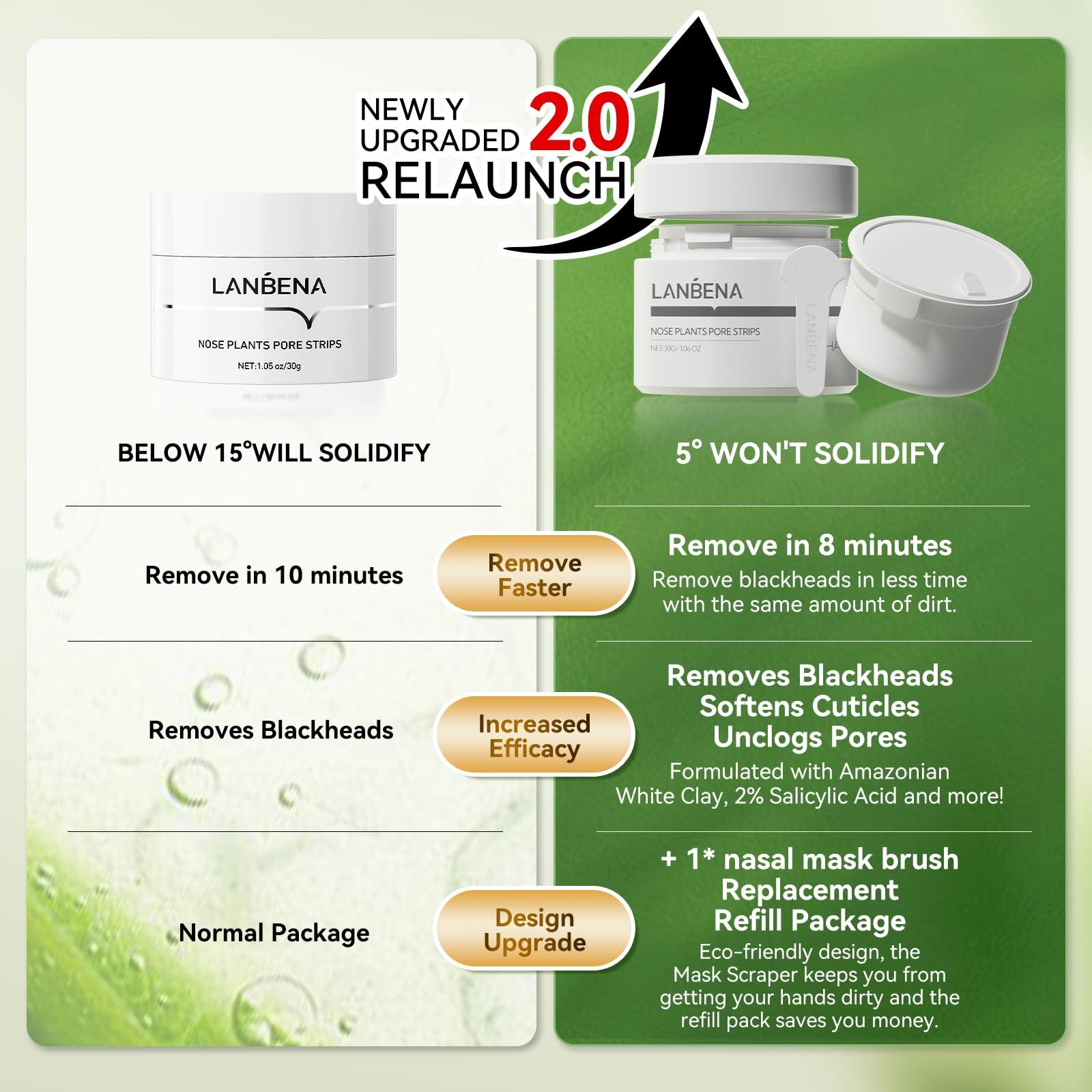 LANBENA LANBENA Blackhead Mask, Nose Plants Pore Strips Blackhead Remover Mask Peel off Mask Facial Pore Cleanser Purifying Face Mask Nose Strips (1.05oz/30g)