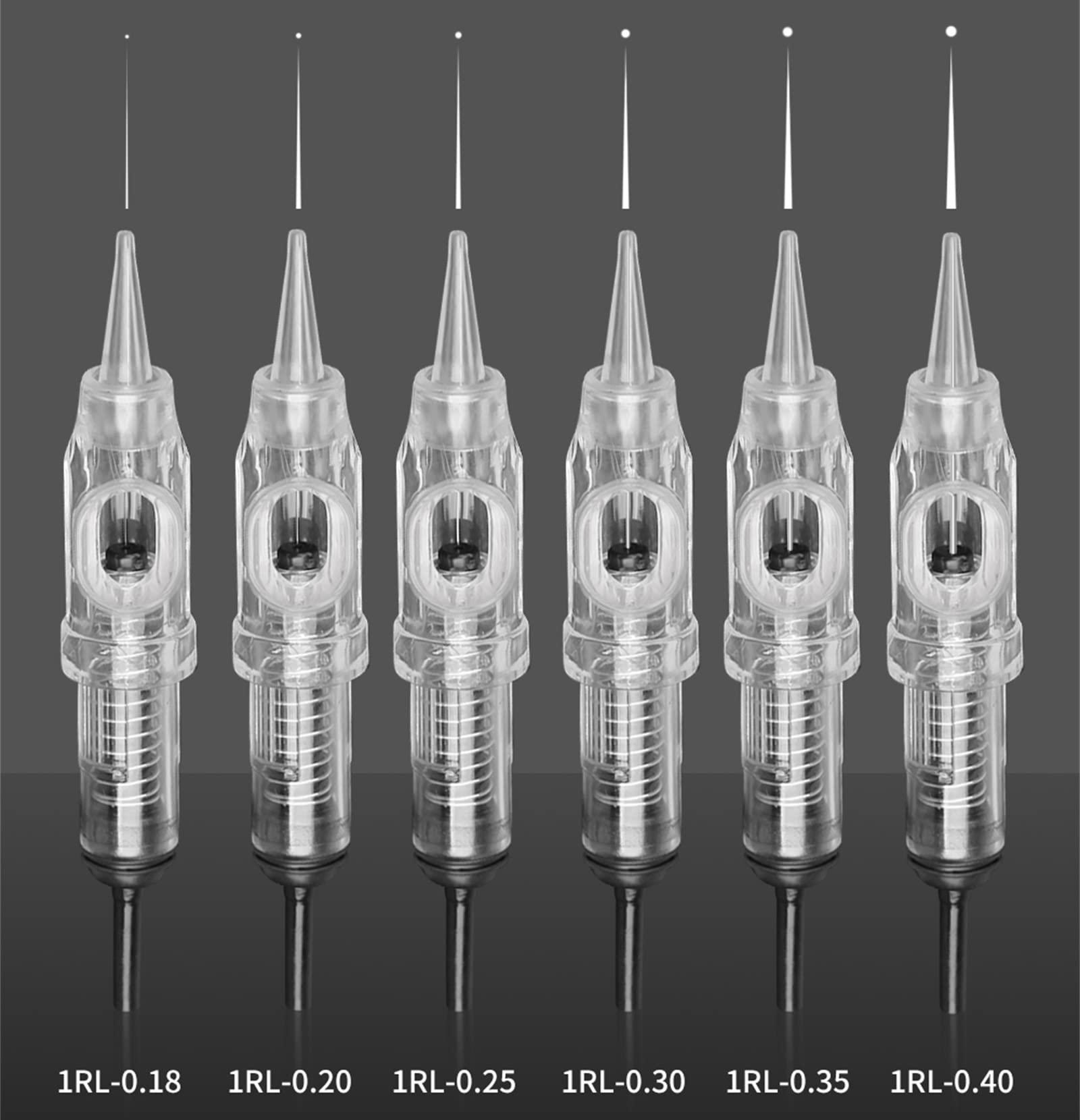 MAXSMLZT Permanent Makeup Cartridge Needles 1RL/3RL/5RL/5F/7F Sterilized Eyebrow Tattoo Needle for Permanent Makeup Pen Machine,5rl 0.3mm,20pcs