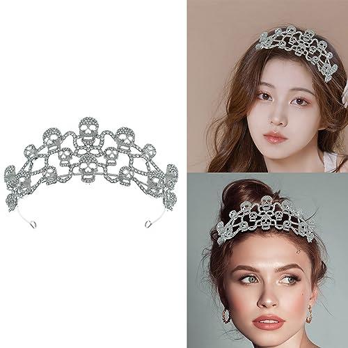 GMBYLBY GMBYLBY Hair Hoop Silver Rhinestones Cosplay Headwear Skull Headband Cosplay Supplies Headband Skull Hairband Photo Props Skull Headb