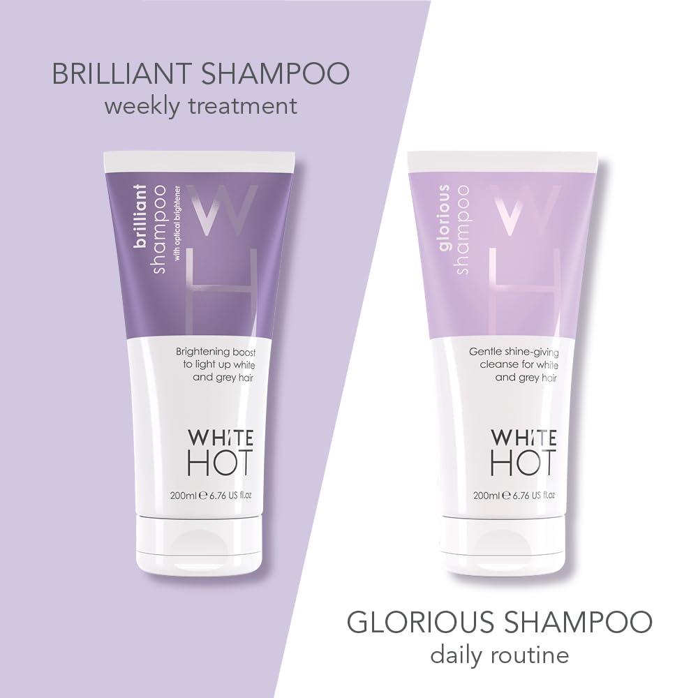 White Hot White Hot Brighten Duo: Brilliant Shampoo & Luminous Conditioner 200ml, lights up white & grey hair, banishes brassy tones, purple shampoo