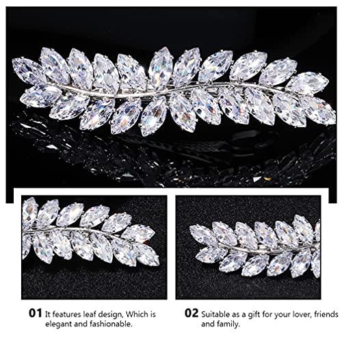 Beaupretty Beaupretty Rhinestone Hair Clips Crystal Leaf Hair Clip Diamond Hair Barrettes Hair Bang Clamp Decorative Alligator Hair Pins For Women Weddings Bridal Hair Accessories Silver