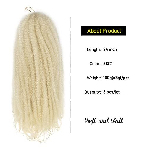 KGBFASS KGBFASS 24inch Blonde Marley Braiding Hair Long Kinky Curly Marley Twist Braiding Hair for Faux Locs Box Braids Crochet Hair Extension Black Women 3Pcs(613#)