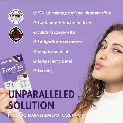 FreeGo Deep Blemish Microdarts | Pimple Patch | Cystic Acne | Fast-Acting | Quick Calming | 99.9% Pure Magnesium | Madecassic Acid | Tea Tree | Eucalyptus Leaf | Hydrocolloid Spot Care