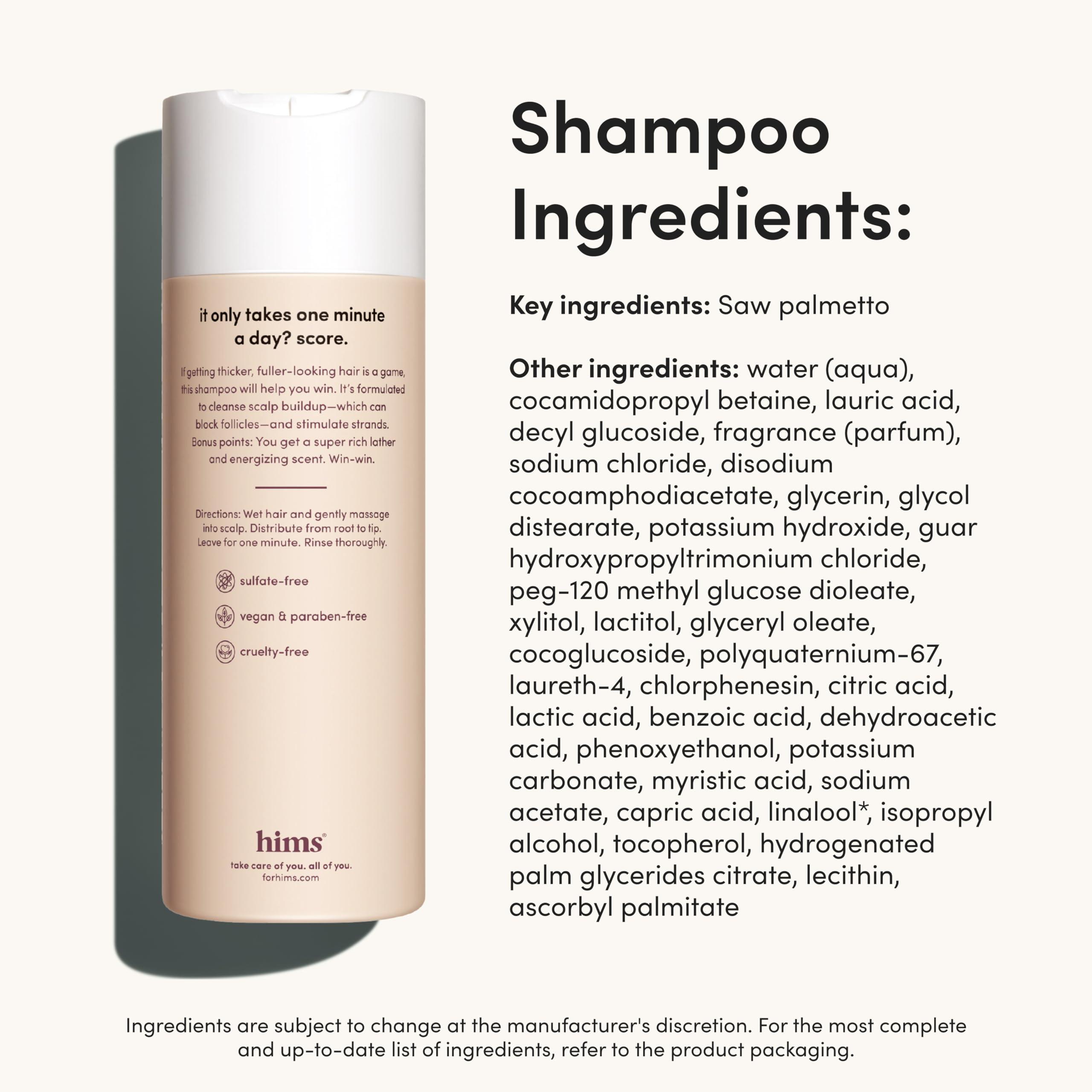 HIMS & HERS hims Thick Fix Shampoo & Conditioner Set - Thickening Shampoo and Conditioner with Saw Palmetto and Niacinamide - No Parabens or Sulfates, Vegan and Cruelty Free - Eucalyptus Grove, 2 Pack, 6.4 fl oz