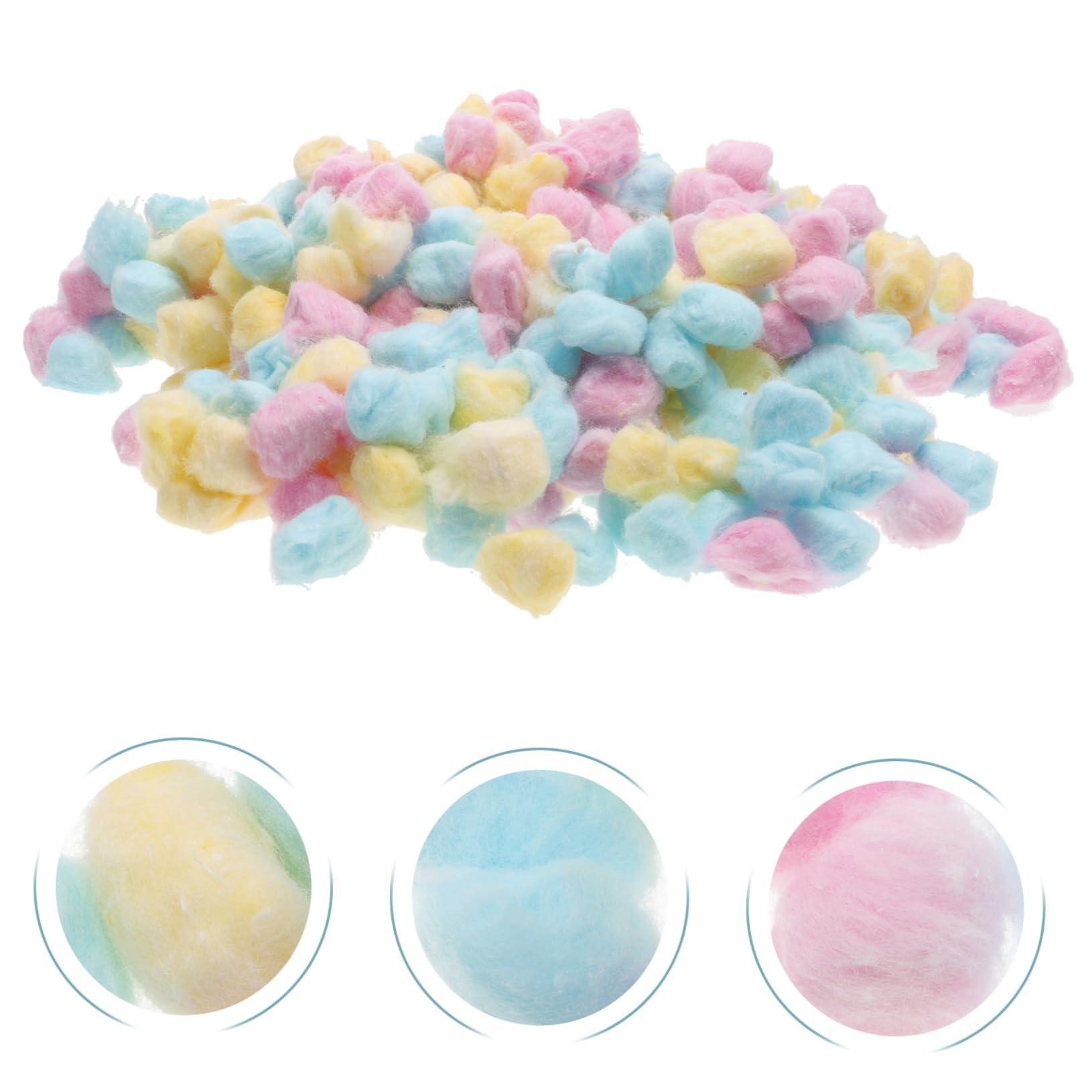 VINTORKY VINTORKY Soft Cotton Balls for Newborns 500 Balls in Pink Yellow Blue Face Cleaning Makeup Removal