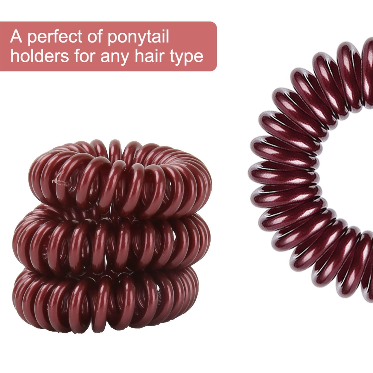 Swanliss Spiral Hair Ties, waterproof No Crease Coil Hair Ties, Phone Cord Hair Ties for Thick Hair, for women Ponytail Holder Elastics (FQ-06)