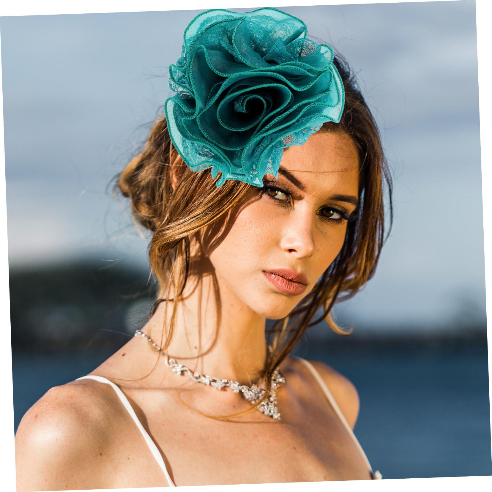 SOESFOUFU SOESFOUFU Lace Metal Green Bridal Headband Headband for Women Wedding Hair Accessories Large Headband for Bridal