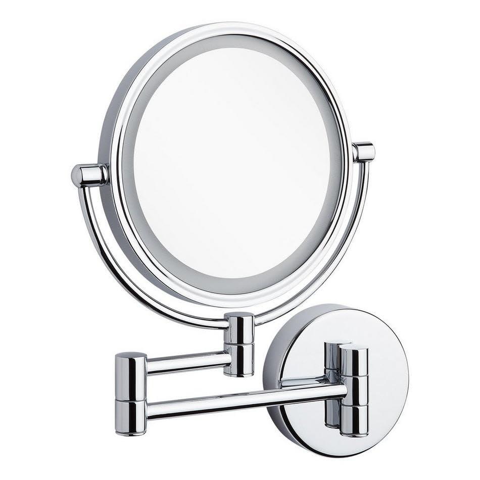 Signature Hardware Signature Hardware 953369 Harbin 9-5/8\" W x 12-5/8\" H Modern Circular Framed Bathroom Wall Mirror with Light - Brushed Gold