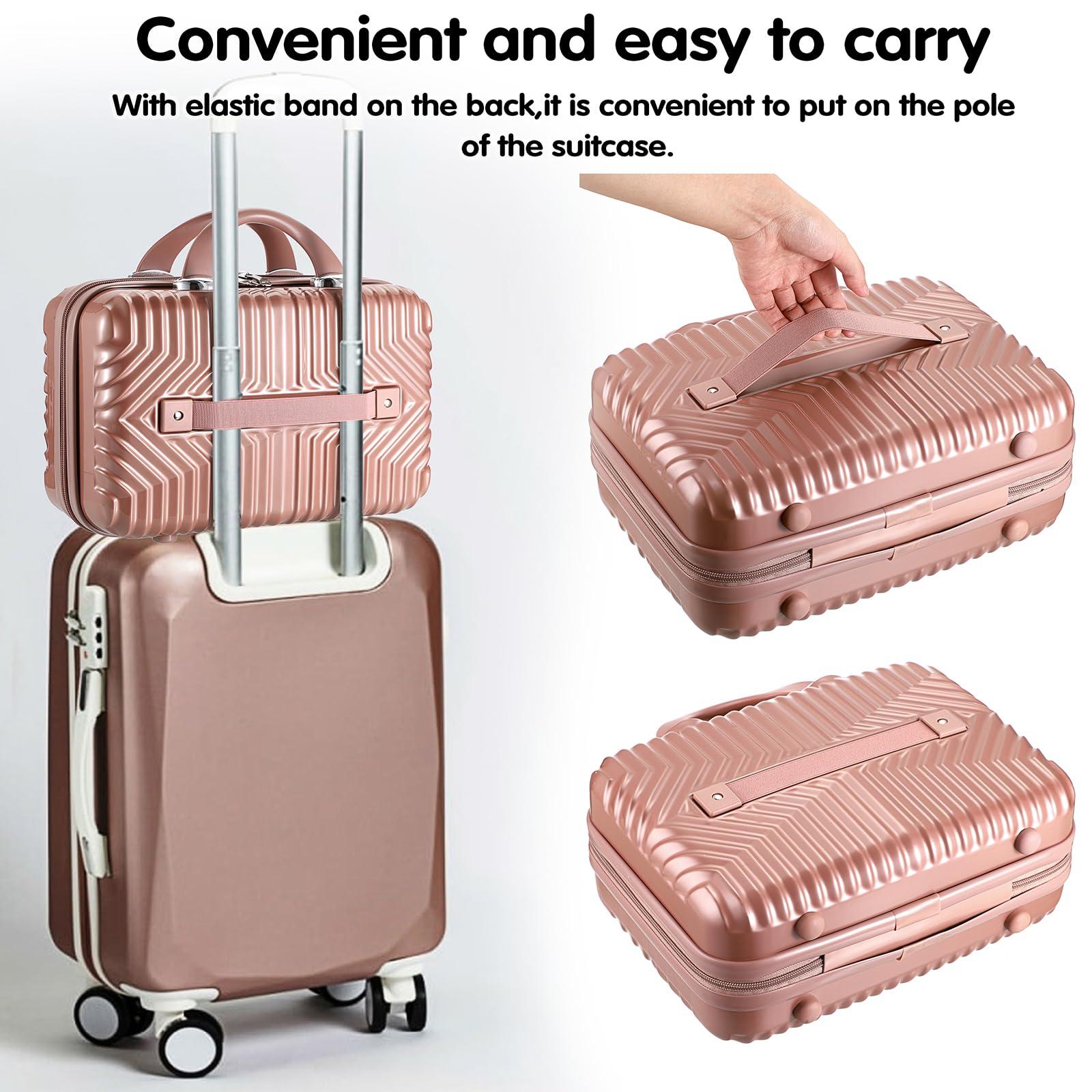 Tolida Tolida Makeup Travel Case - Hard Cosmetic Bag Organizer, Mini ABS Carrying Suitcase - Rose Gold