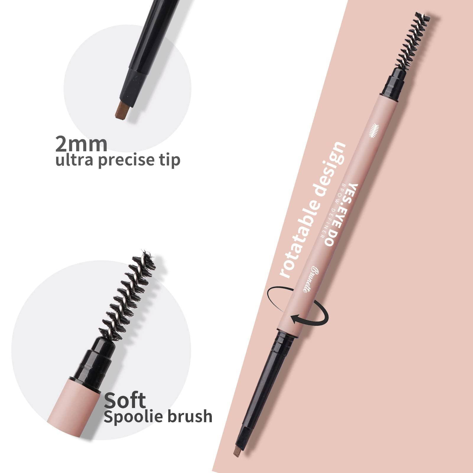 YES.EYE DO Grey Eyebrow Pencil for Older Women, Dual-Ended Gray Eyebrow Pencil for Grey Hair with Spoolie, Micro Triangle Tip Eye Brow Filler Pen for Natural Looking, Hair-Like Stroke, Gray, YES.EYE DO