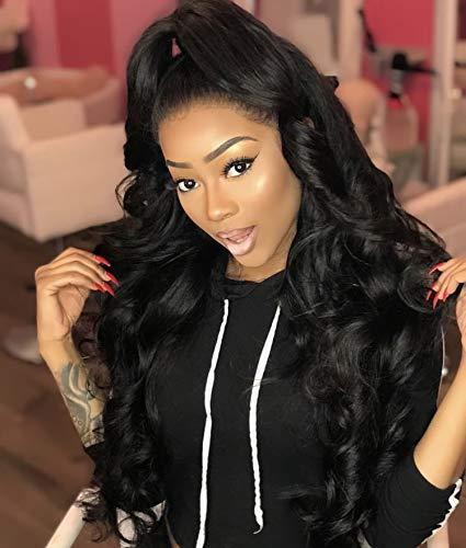 Mike & Mary Mike & Mary® Full Lace Wigs Indian Remy Human Hair Body Wave For Black Women (20inch #1B)