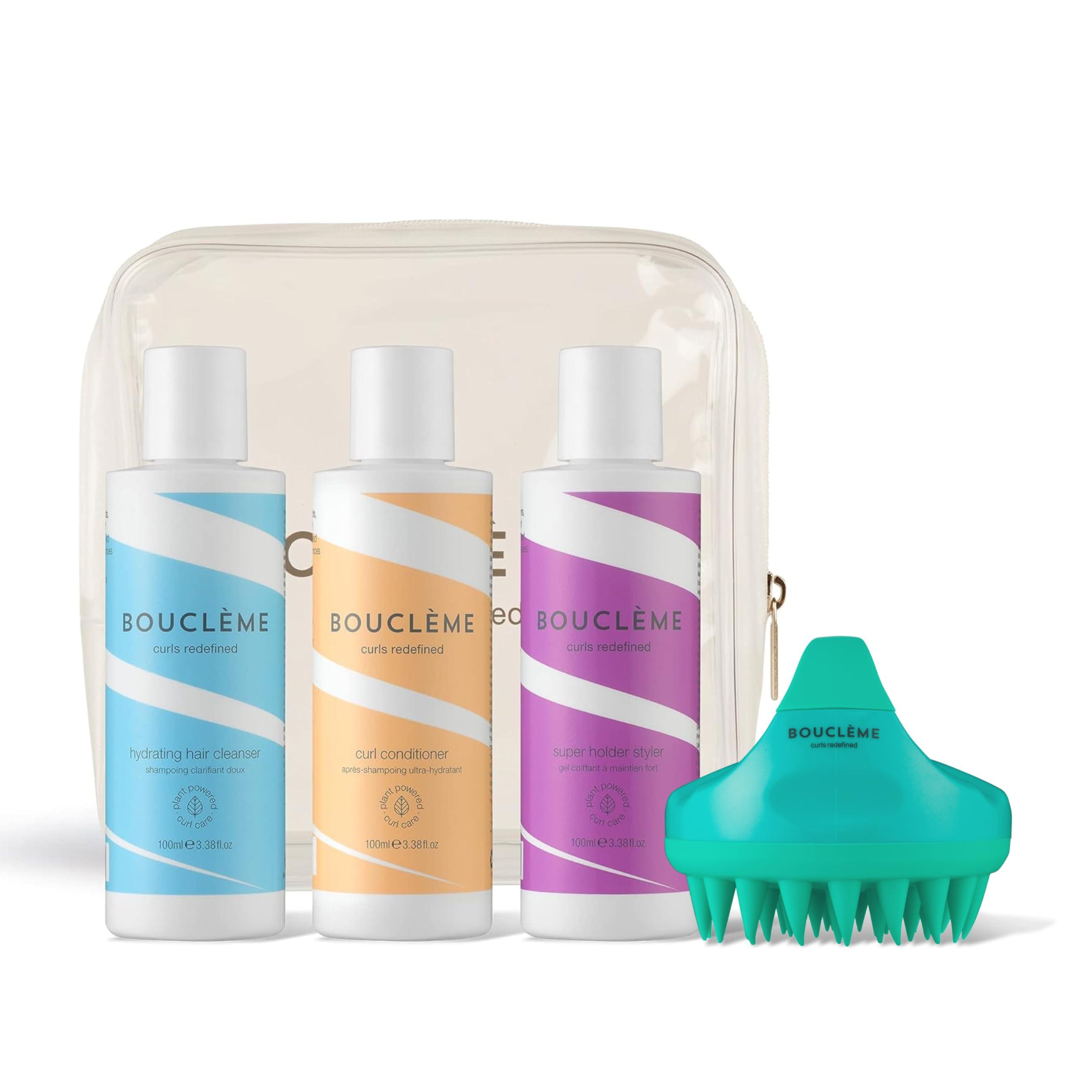 Boucleme Bouclme - Waves Travel Kit - Ultimate Haircare Travel Kit for Wavy Hair - Protects & Nourishes Waves and Scalp Massager - Stimulating Head Massager - Shampoo Brush for Curls