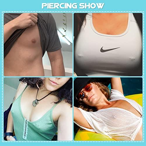 WZPB WZPB Nipple Piercing Kit for Women, 22Pcs Nipple Piercing Kit with 6 Pieces Nipple Piercing Rings Nipple Needle Kit Piercing Jewelry Barbell Heart Curved Shape Rings Barbell Piercing Clamps Needles