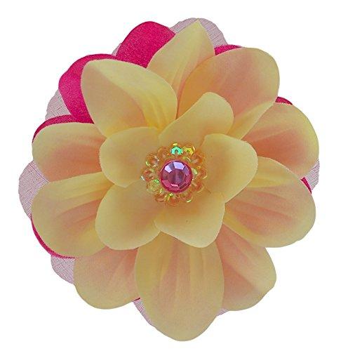 Funny Girl Designs JoJo Silk Flower Hair Clip (YELLOW & HOT PINK)