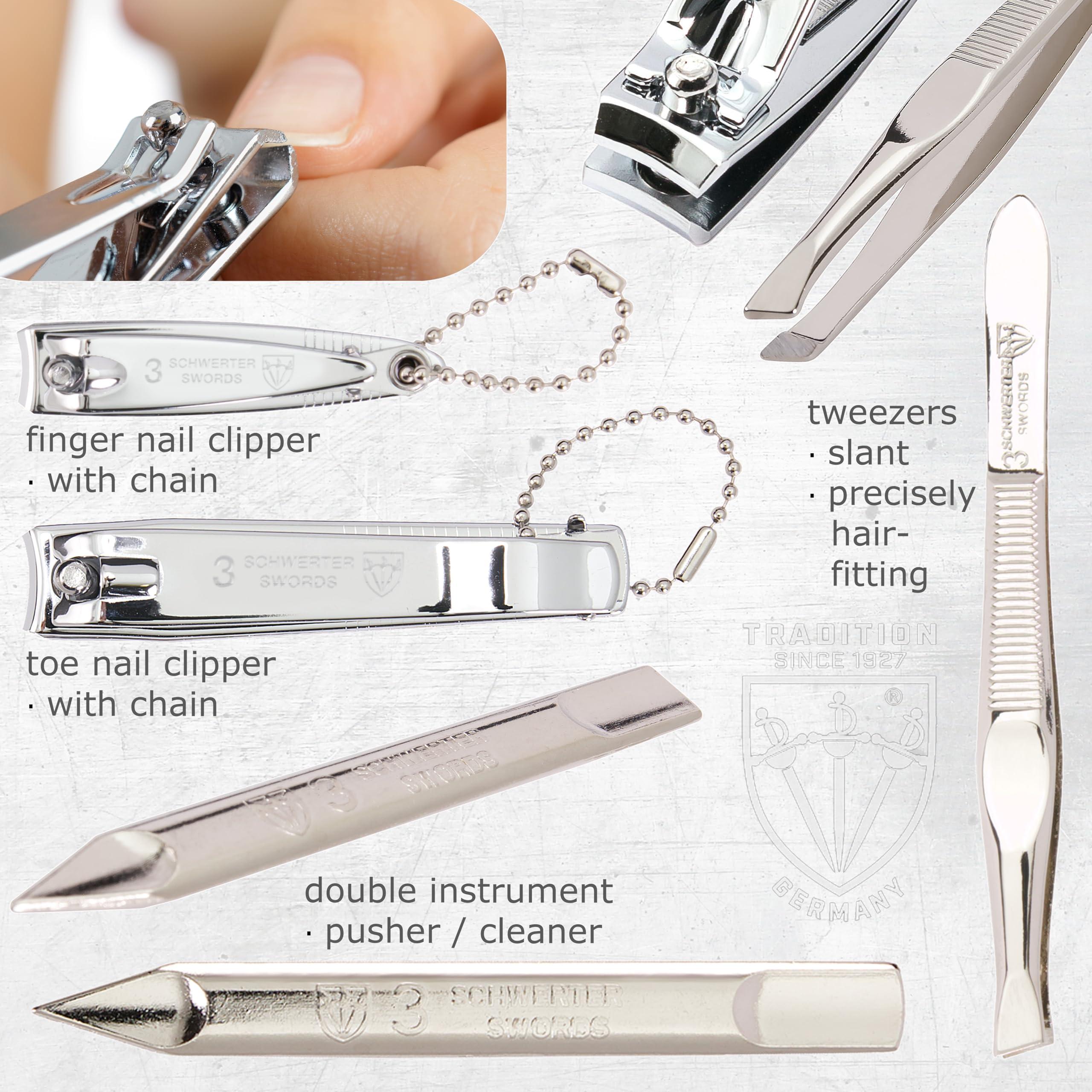 3 Swords Germany 3 Swords Germany - brand quality 8 piece manicure pedicure grooming kit set synthetic leather case ostrich cognac - Made in Germany