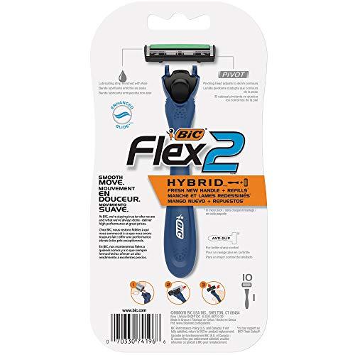 BIC BIC® Flex2™ Hybrid Disposable Razor, Blue, 10 Pack