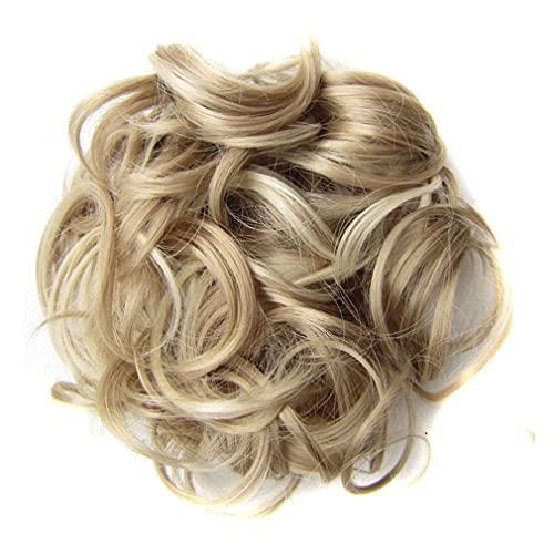 STREJHYT Curly Messy Chignon Wave Synthetic Hair Bun Hair Extensions Elastic Hairpiece Headwear For Women Brown Black Q6 Color 9H19